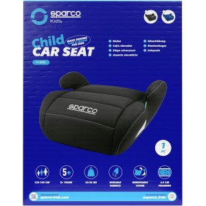 Sparco Alzador Infantil de Asiento de Coche Negro
