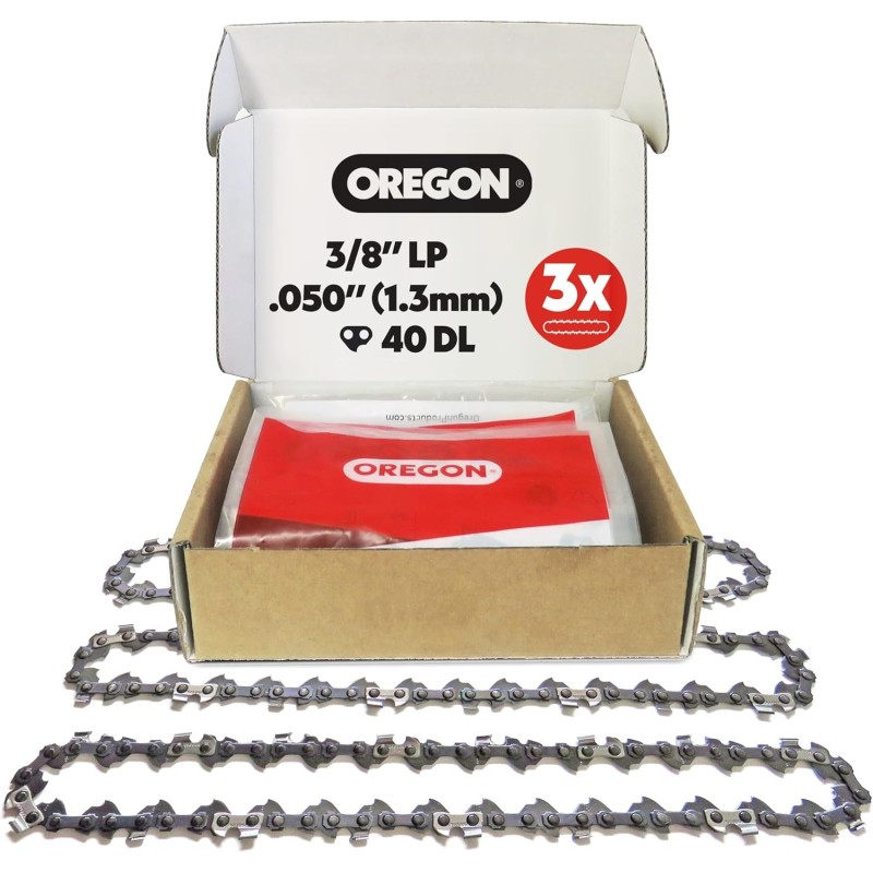 Oregon Pack de 3 Cadenas de Motosierra de Paso 3/8" LP, Calibre .050" (1,3 mm)