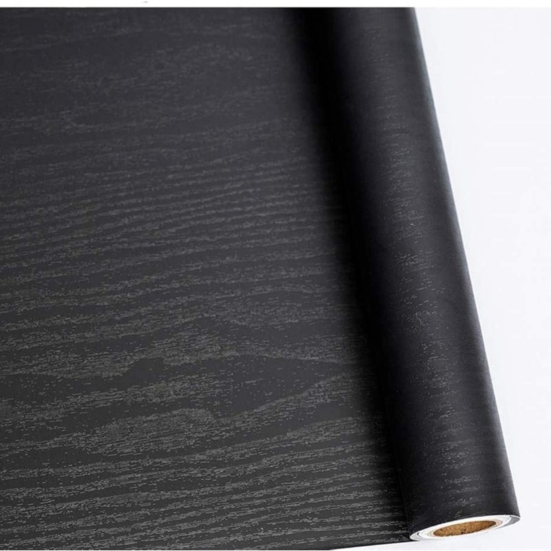 Abyssaly Vinilo Adhesivo Muebles Madera, Vinilo Negro Mate Efecto