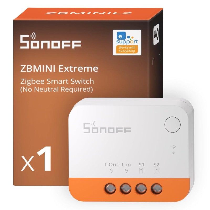 SONOFF ZBMINIL2 Interruptor Inteligente Zigbee, Sin Neutro, Mini Módulo Relé para Luz
