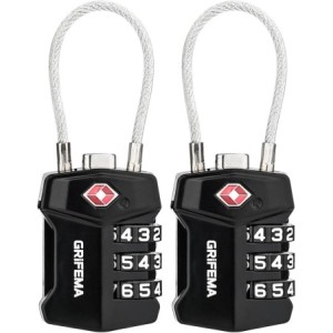 GRIFEMA GA1006-2 Candado TSA 3 Dígitos Pack de 2 Cable Anticorte