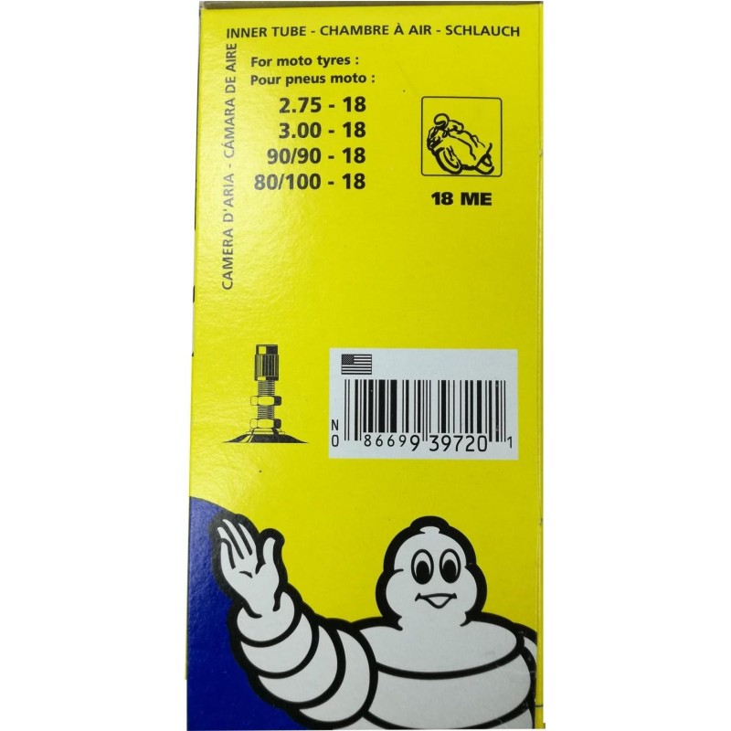 Michelin s18300 - Camara de aire, 18 ME Valve TR4 (2.75-18, 3.00-18, 80/100-18 y 90/90-18)