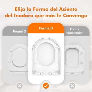Ibergrif M41001 Tapa WC Forma D con Cierre Suave,Instalación Superior