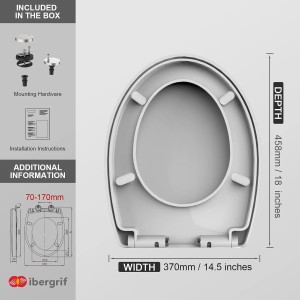 Ibergrif M41002 Tapa WC Forma O con Cierre Suave, Liberación Rápida, Blanco