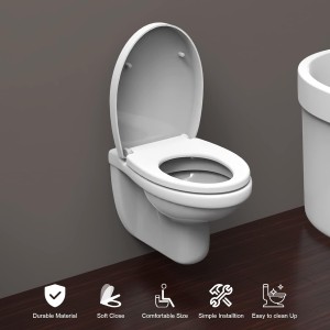 Ibergrif M41002 Tapa WC Forma O con Cierre Suave, Liberación Rápida, Blanco