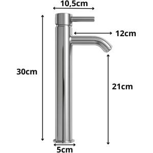 Grifo de baño para lavabo alto de acero inoxidable
