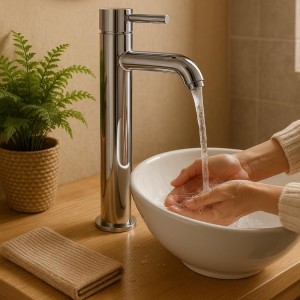 Grifo de baño para lavabo alto de acero inoxidable