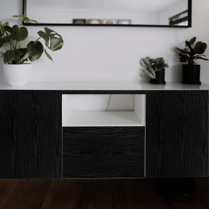 Abyssaly Vinilo Adhesivo Muebles Madera, Vinilo Negro Mate Efecto