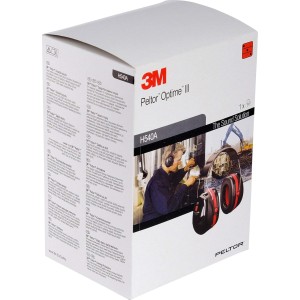3M PELTOR Optime III Orejeras, Negro/Rojo, Diadema, 35 dB, H540A-411-SV | EN 352-1