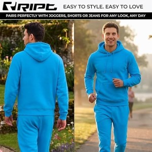 RIPT Sudadera Hombre con Capucha Fleece – Hoodie Pullover con Bolsillos y Cordón