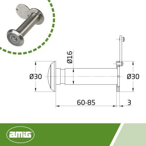 Amig - Mirilla con Lente Súper Angular para Puertas Blindadas Interiores y Exteriores 5-16 de Latón