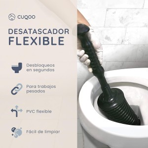 CUQOO Desatascador de émbolo de fregadero, desatascador de drenaje de inodoro y ducha, resistente