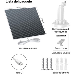 Panel Solar 6W para Cámara de Vigilancia Exterior