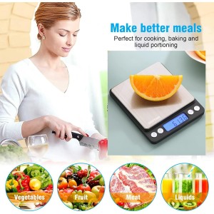 GRIFEMA - Báscula De Cocina Con Pantalla LCD, Digital, Balanza Con Tapa, Acero Inoxidable , 0.05 - 500 g