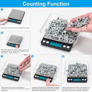 GRIFEMA - Báscula De Cocina Con Pantalla LCD, Digital, Balanza Con Tapa, Acero Inoxidable , 0.05 - 500 g