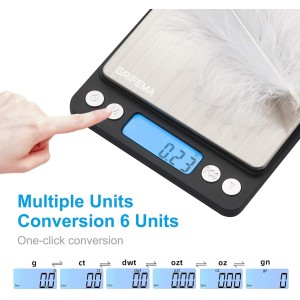 GRIFEMA - Báscula De Cocina Con Pantalla LCD, Digital, Balanza Con Tapa, Acero Inoxidable , 0.05 - 500 g