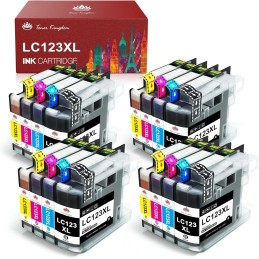 Cartuchos de Tinta Compatibles para Brother LC123 LC-123 , Toner Kingdom LC123 LC123XL