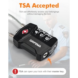 GRIFEMA GA1006-2 Candado TSA 3 Dígitos Pack de 2 Cable Anticorte