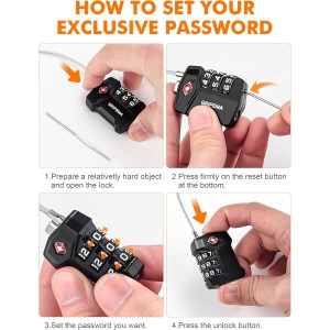 GRIFEMA GA1006-2 Candado TSA 3 Dígitos Pack de 2 Cable Anticorte