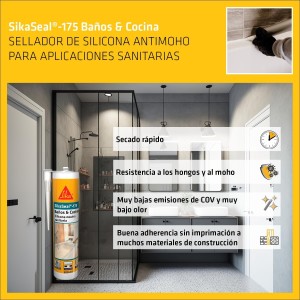 SIKA - Silicona sanitaria - SikaSeal 175 Baños & Cocinas - Blanco - 300ml