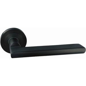 Juego manivela modelo de aluminio con Roseta Redonda acabado negro para puertas