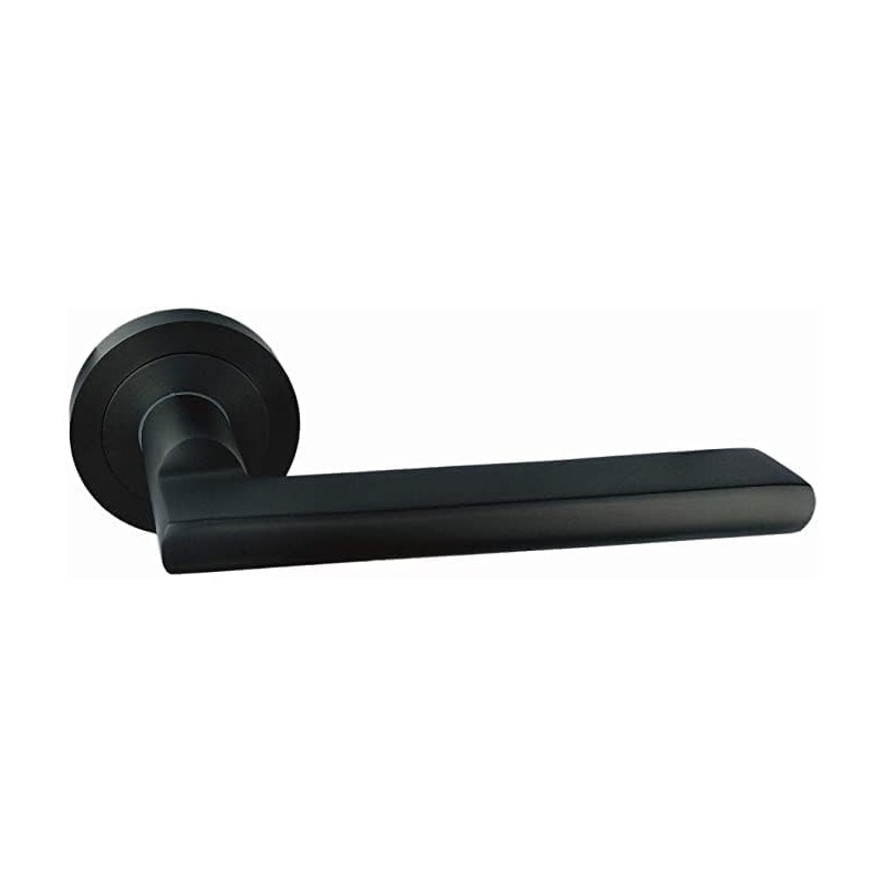 Juego manivela modelo de aluminio con Roseta Redonda acabado negro para puertas