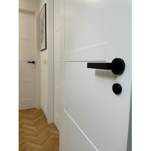 Juego manivela modelo de aluminio con Roseta Redonda acabado negro para puertas