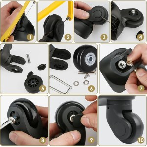 Ruedas de Maleta de Reemplazo, 4 Piezas Ruedas para Maletas de Viaje 50 mm x 18 mm