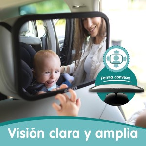 Espejo Coche Bebé Asiento Trasero - Irrompible y Vista 360°