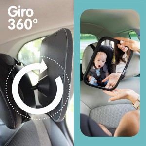 Espejo Coche Bebé Asiento Trasero - Irrompible y Vista 360°
