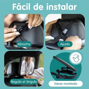 Espejo Coche Bebé Asiento Trasero - Irrompible y Vista 360°