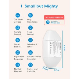 Meross Interruptor Universal Inteligente, 10A DIY Interruptor Inteligente compatible con Alexa, Google Home y SmartThings, Inter