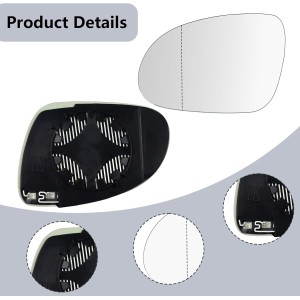 Cristal de Espejo Reemplazar Izquierdo para VW Golf MK5 2003-2008 Jetta 5 2005-2010 y Passat B6 2007-2011