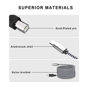 MOSWAG Cable USB B a USB C 480 Mbps 1M, Cable MIDI