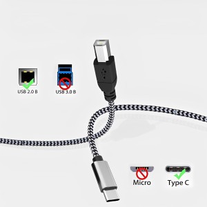 MOSWAG Cable USB B a USB C 480 Mbps 1M, Cable MIDI