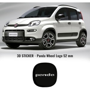 4R Quattroerre.it 3D pegatinas Cubiertas de rueda Compatible con Fiat Panda, diámetro 52 mm, (4, negro)