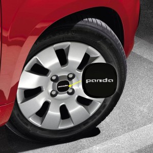 4R Quattroerre.it 3D pegatinas Cubiertas de rueda Compatible con Fiat Panda, diámetro 52 mm, (4, negro)