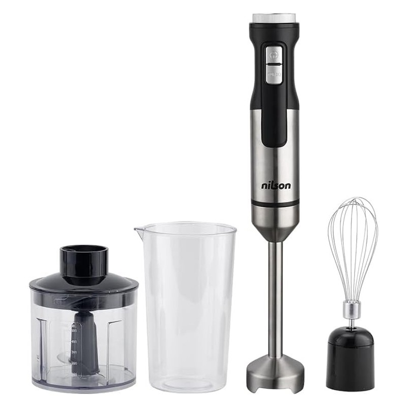 Batidora de Mano, 1500 W, Cuchillas con 4 Aspas, Bate, Mezcla y Pica, Múltiples Velocidades