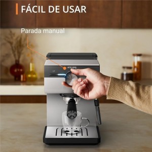 KRUPS Authentic, Cafetera Espresso Manual, Depósito de 2L, Inox