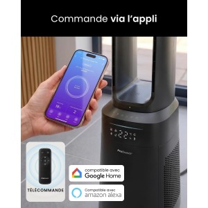Ventilador Purificador de aire de columna OmniAir Breeze, 105 cm Tranquilo, Torre con filtro HEPA, Wi-Fi