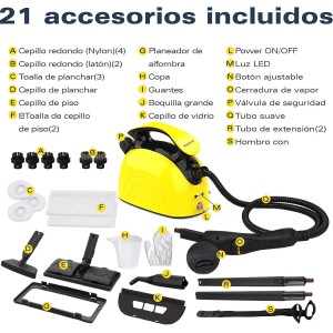 Waitbird Limpiador de vapor multiusos para todos los accesorios de 21 piezas