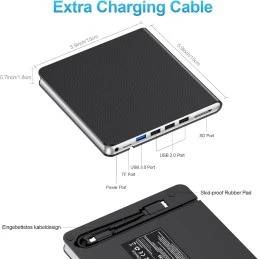 Lector CD/DVD Externo,Grabadora USB 3.0 y Type-C