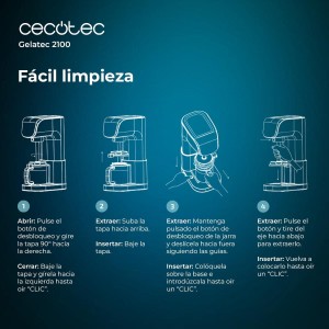 Cecotec Heladera Multifunción Capacidad 2,1L, 3 Tarrinas, Gelatec 2100. 500W
