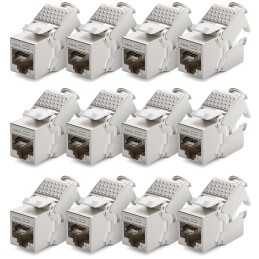 deleyCON 12x Módulo Keystone CAT 6a Jack STP Completamente Blindado