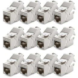 deleyCON 12x Módulo Keystone CAT 6a Jack STP Completamente Blindado