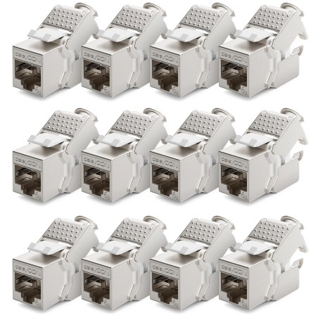 deleyCON 12x Módulo Keystone CAT 6a Jack STP Completamente Blindado