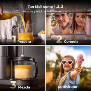 Cecotec Heladera Multifunción Capacidad 2,1L, 3 Tarrinas, Gelatec 2100. 500W