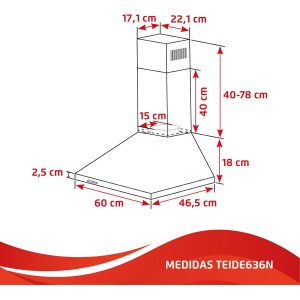 Corberó - Campana Extractora Pirámide 60 cm | TEIDE636N |375.4 m3/h | 57db