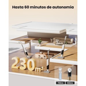 Proscenic F10 Ultra+ Aspiradora Escoba sin Cable en Seco y Húmedo, 60 Min de autonomía