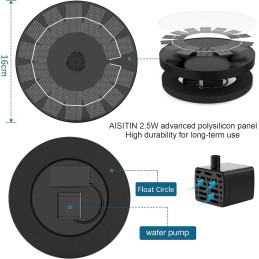 AISITIN 2,5 W Fuente Solar Jardin Exterior
